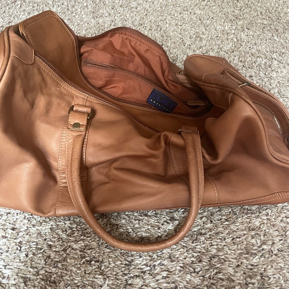 Vintage Clava American leather travel duffel bag